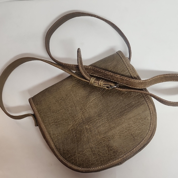 unbranded Other - Vintage Distressed Olive Green Leather Unisex Crossbody Messenger SaddleBag